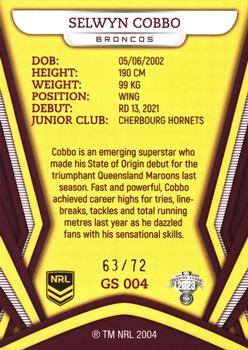 2023 NRL Traders Titanium - Gold Pearl Special #GS004 Selwyn Cobbo Back